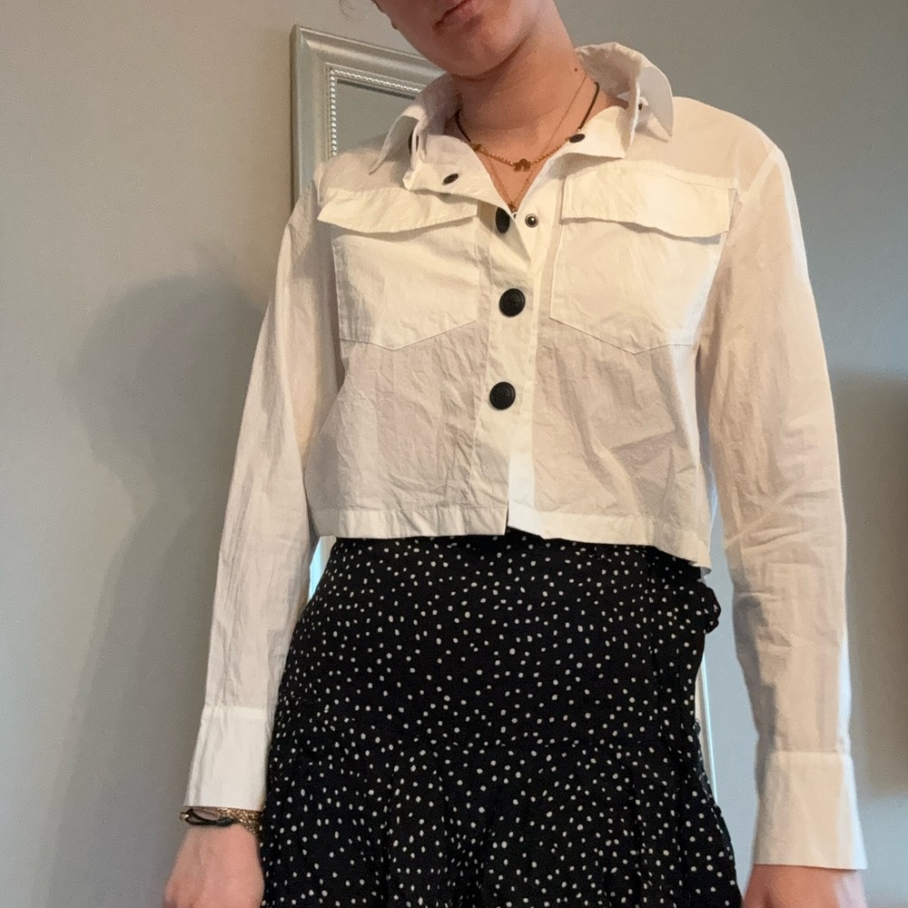 White button down top